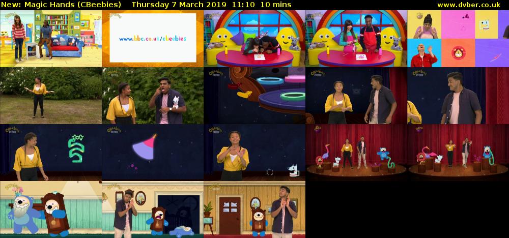 Magic Hands (CBeebies) Thursday 7 March 2019 11:10 - 11:20
