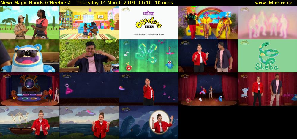 Magic Hands (CBeebies) Thursday 14 March 2019 11:10 - 11:20
