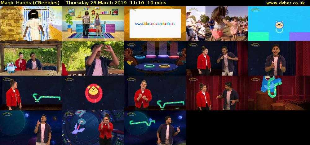 Magic Hands (CBeebies) Thursday 28 March 2019 11:10 - 11:20