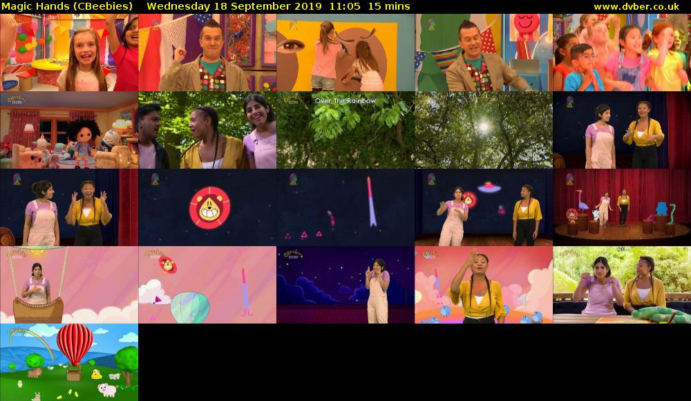Magic Hands (CBeebies) Wednesday 18 September 2019 11:05 - 11:20