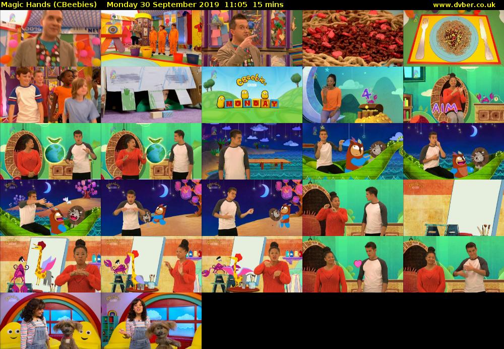 Magic Hands (CBeebies) Monday 30 September 2019 11:05 - 11:20