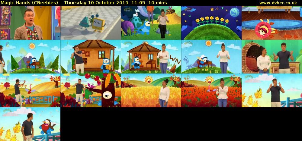 Magic Hands (CBeebies) Thursday 10 October 2019 11:05 - 11:15