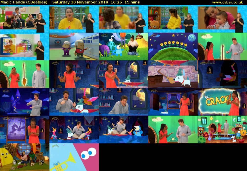 Magic Hands (CBeebies) Saturday 30 November 2019 16:25 - 16:40
