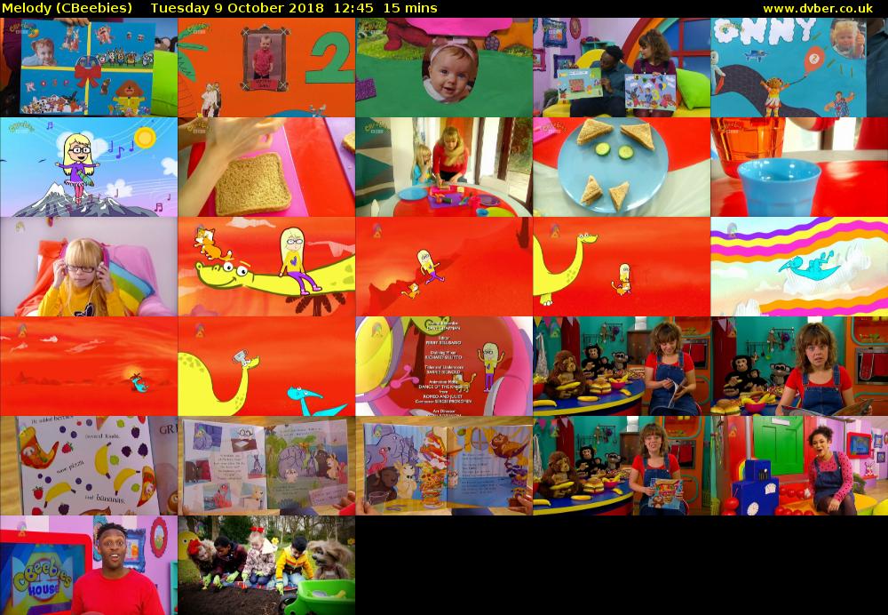 Melody (CBeebies) Tuesday 9 October 2018 12:45 - 13:00