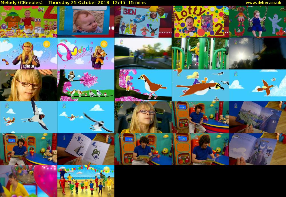 Melody (CBeebies) Thursday 25 October 2018 12:45 - 13:00