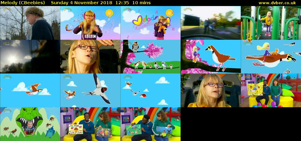 Melody (CBeebies) Sunday 4 November 2018 12:35 - 12:45