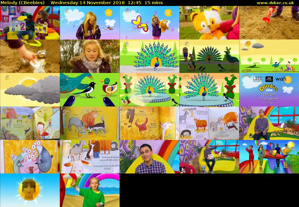 Melody (CBeebies) Wednesday 14 November 2018 12:45 - 13:00