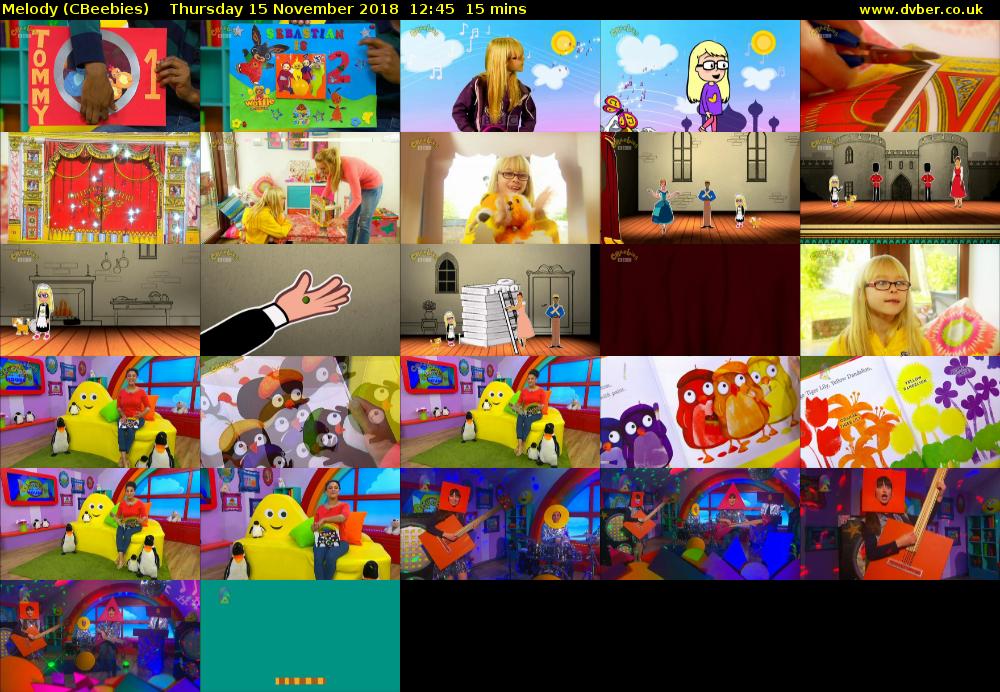 Melody (CBeebies) Thursday 15 November 2018 12:45 - 13:00
