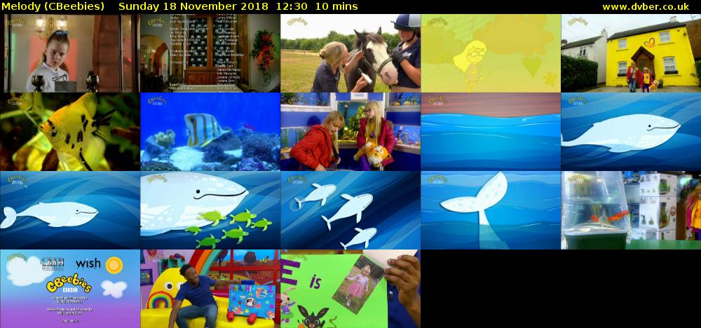 Melody (CBeebies) Sunday 18 November 2018 12:30 - 12:40
