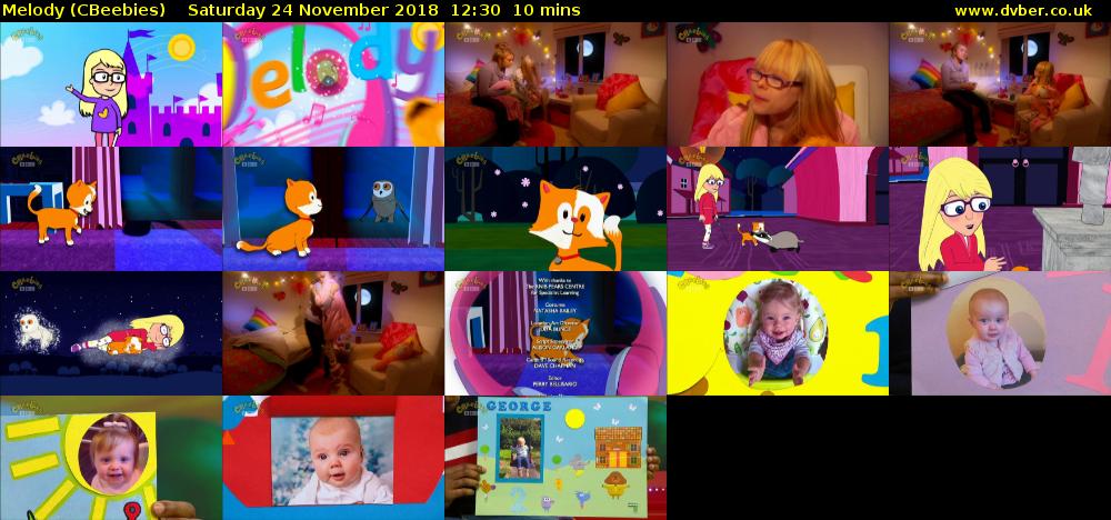 Melody (CBeebies) Saturday 24 November 2018 12:30 - 12:40