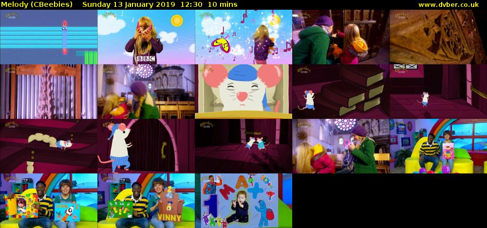 Melody (CBeebies) Sunday 13 January 2019 12:30 - 12:40