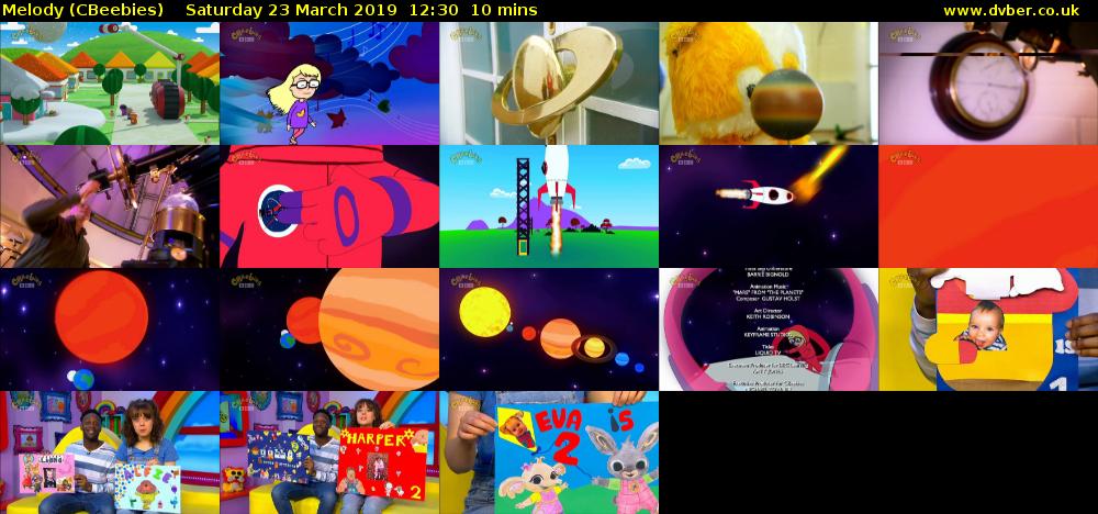 Melody (CBeebies) Saturday 23 March 2019 12:30 - 12:40
