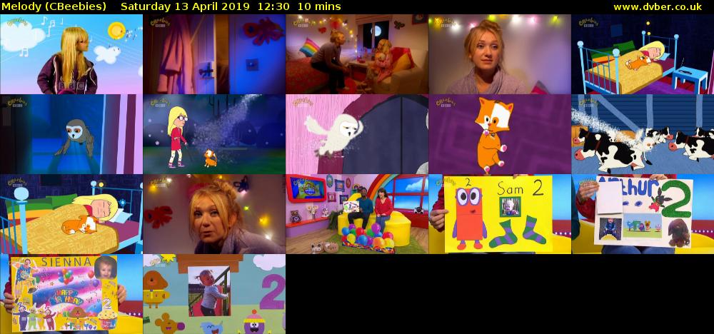 Melody (CBeebies) Saturday 13 April 2019 12:30 - 12:40