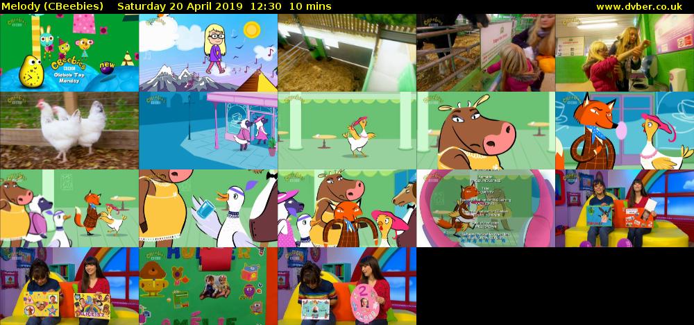 Melody (CBeebies) Saturday 20 April 2019 12:30 - 12:40