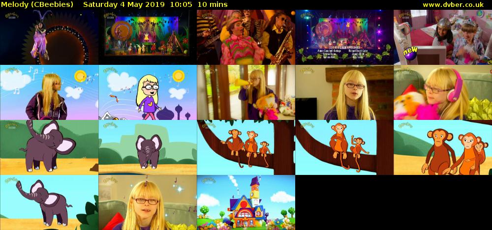 Melody (CBeebies) Saturday 4 May 2019 10:05 - 10:15