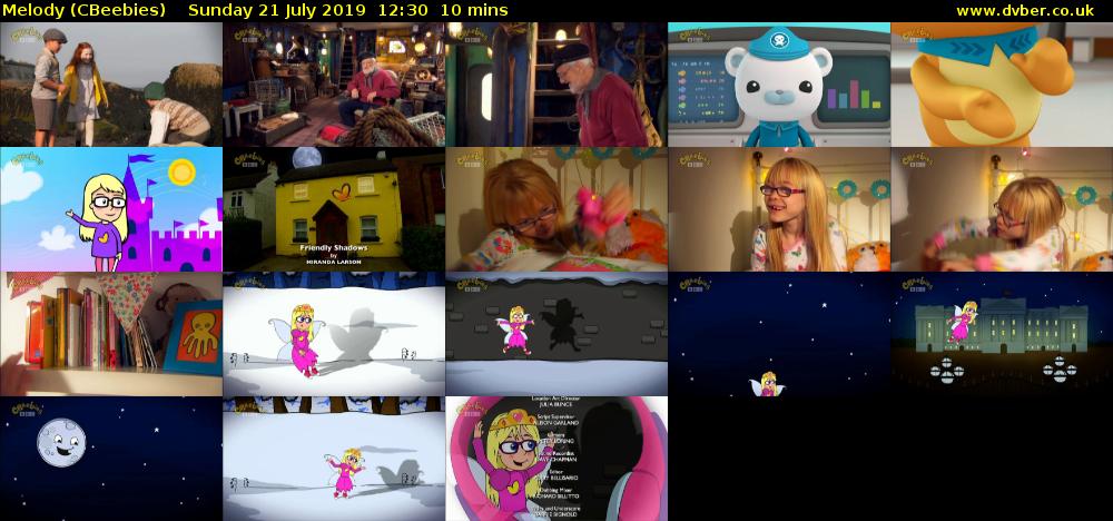 Melody (CBeebies) Sunday 21 July 2019 12:30 - 12:40