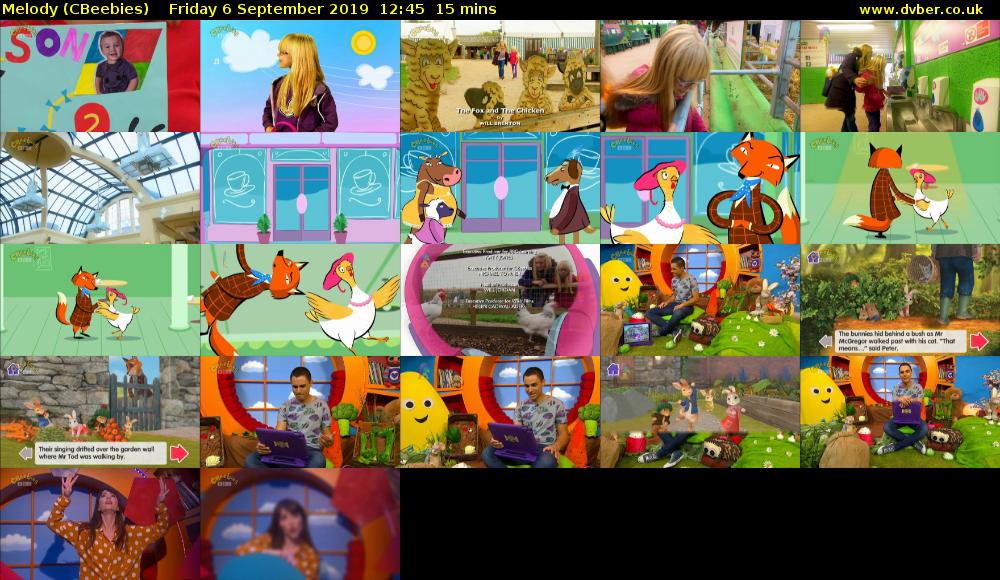 Melody (CBeebies) Friday 6 September 2019 12:45 - 13:00