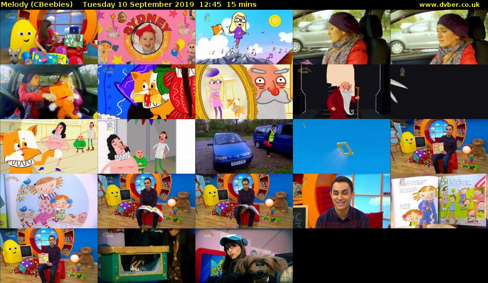 Melody (CBeebies) Tuesday 10 September 2019 12:45 - 13:00