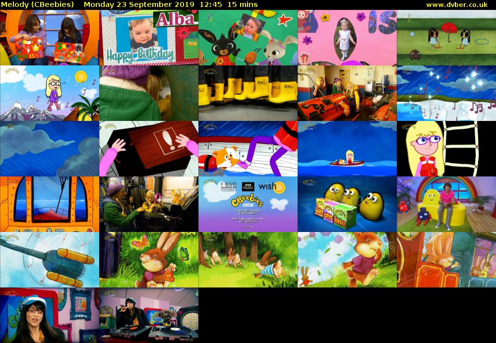 Melody (CBeebies) Monday 23 September 2019 12:45 - 13:00