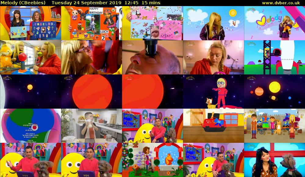 Melody (CBeebies) Tuesday 24 September 2019 12:45 - 13:00