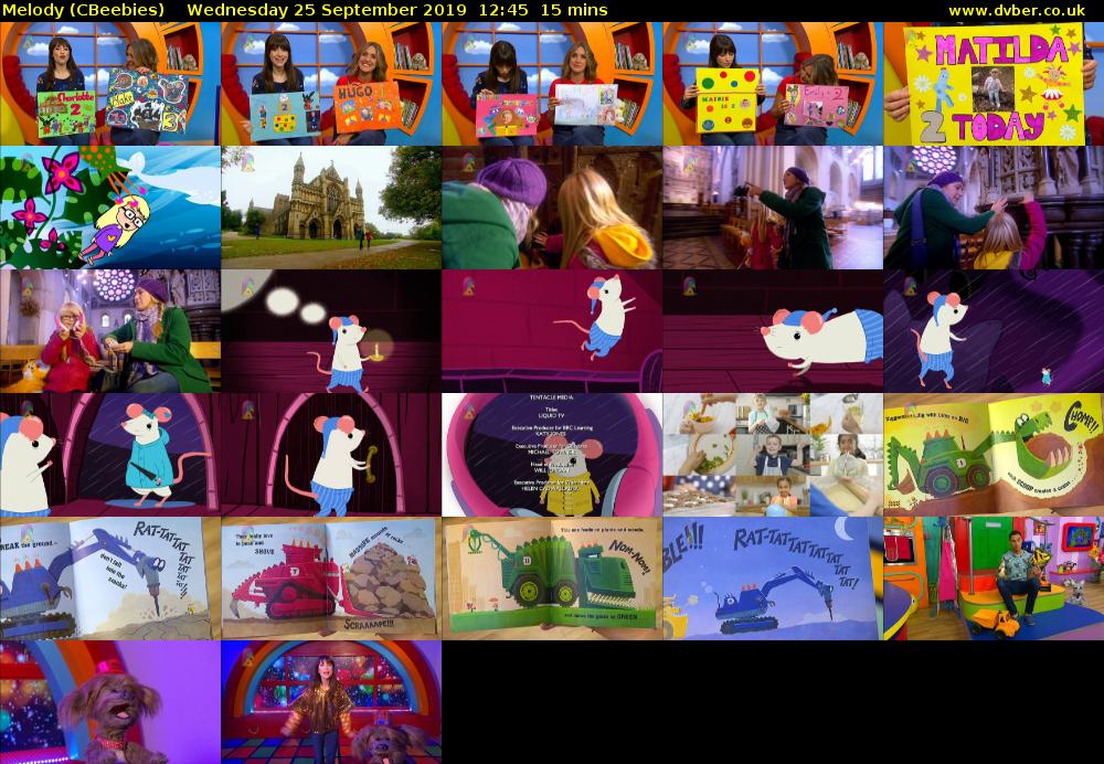 Melody (CBeebies) Wednesday 25 September 2019 12:45 - 13:00