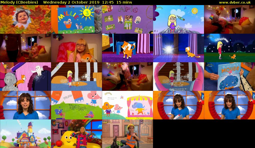 Melody (CBeebies) Wednesday 2 October 2019 12:45 - 13:00