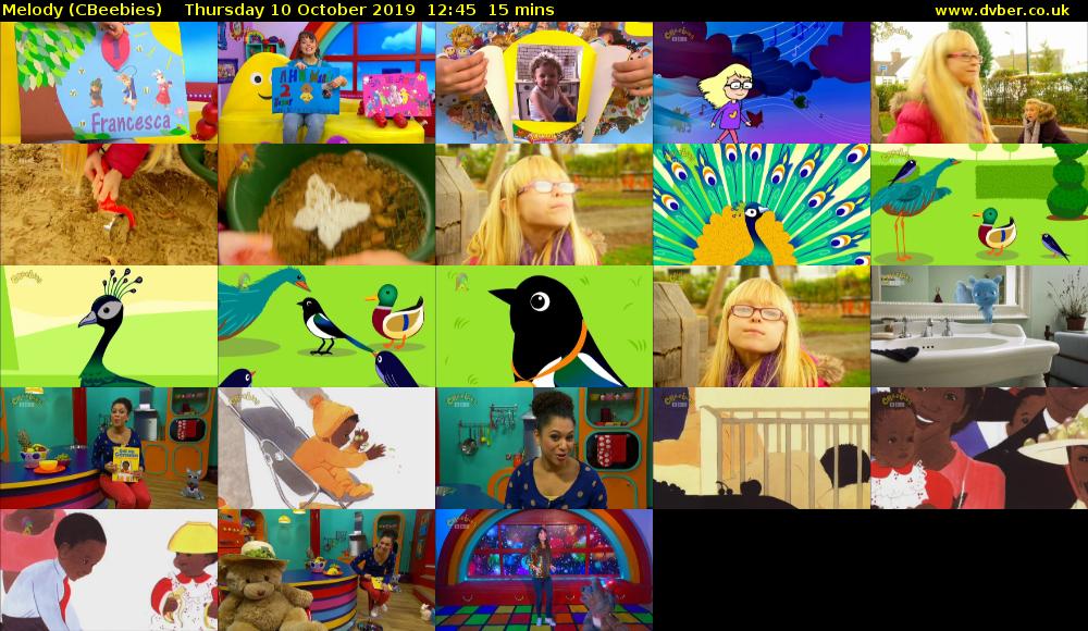 Melody (CBeebies) Thursday 10 October 2019 12:45 - 13:00