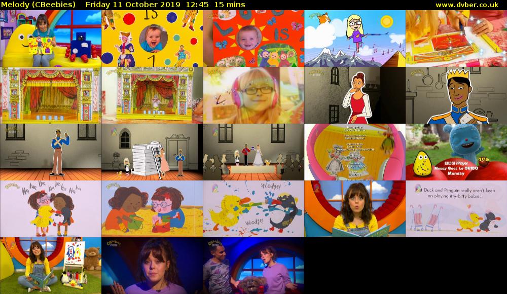Melody (CBeebies) Friday 11 October 2019 12:45 - 13:00