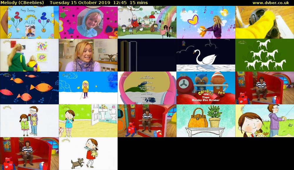 Melody (CBeebies) Tuesday 15 October 2019 12:45 - 13:00