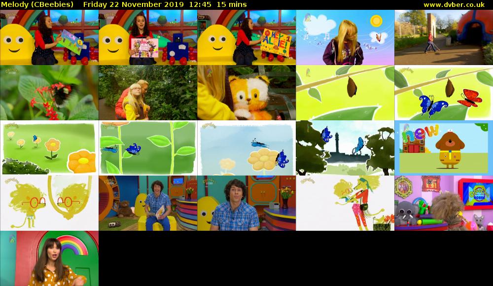 Melody (CBeebies) Friday 22 November 2019 12:45 - 13:00