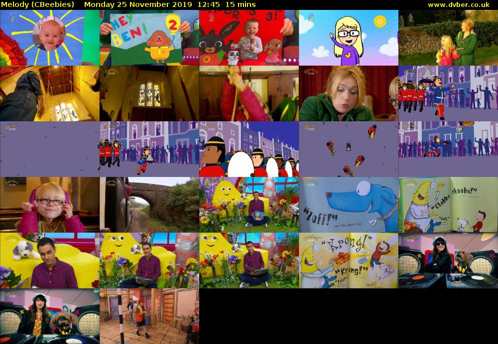 Melody (CBeebies) Monday 25 November 2019 12:45 - 13:00