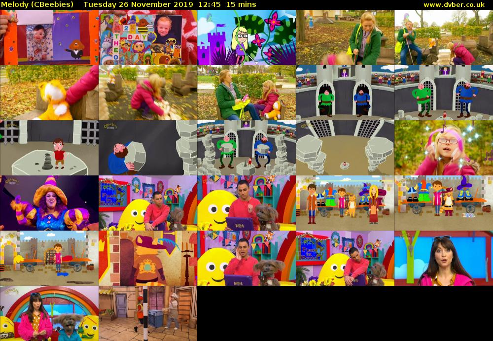 Melody (CBeebies) Tuesday 26 November 2019 12:45 - 13:00