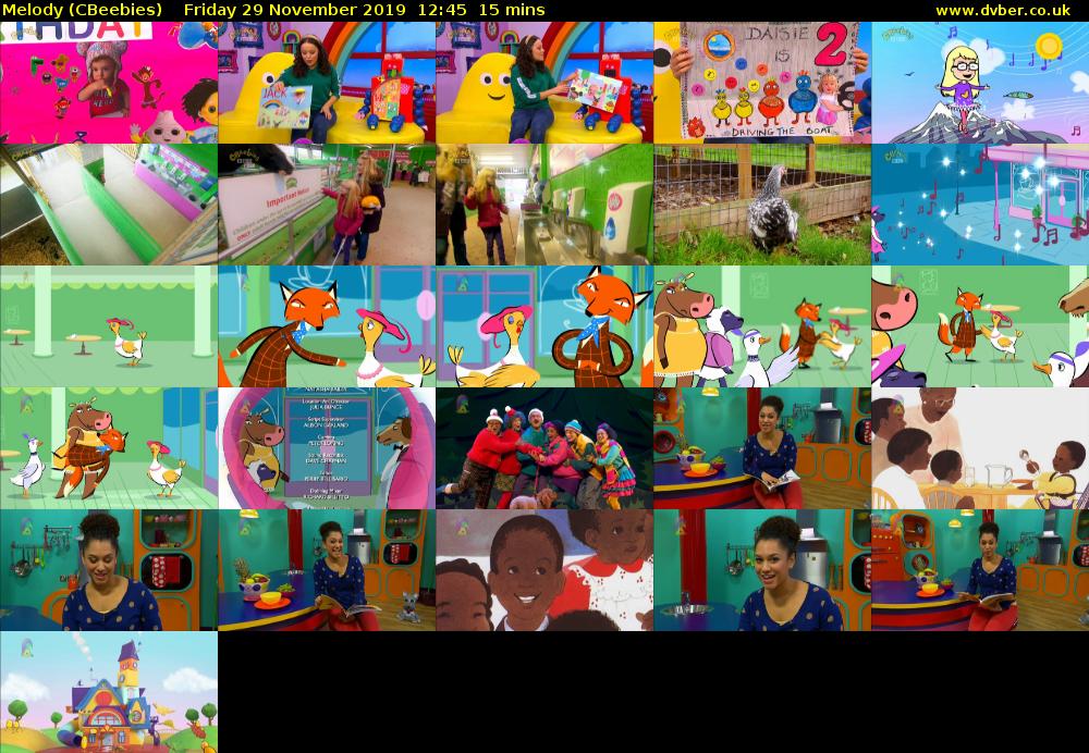 Melody (CBeebies) Friday 29 November 2019 12:45 - 13:00