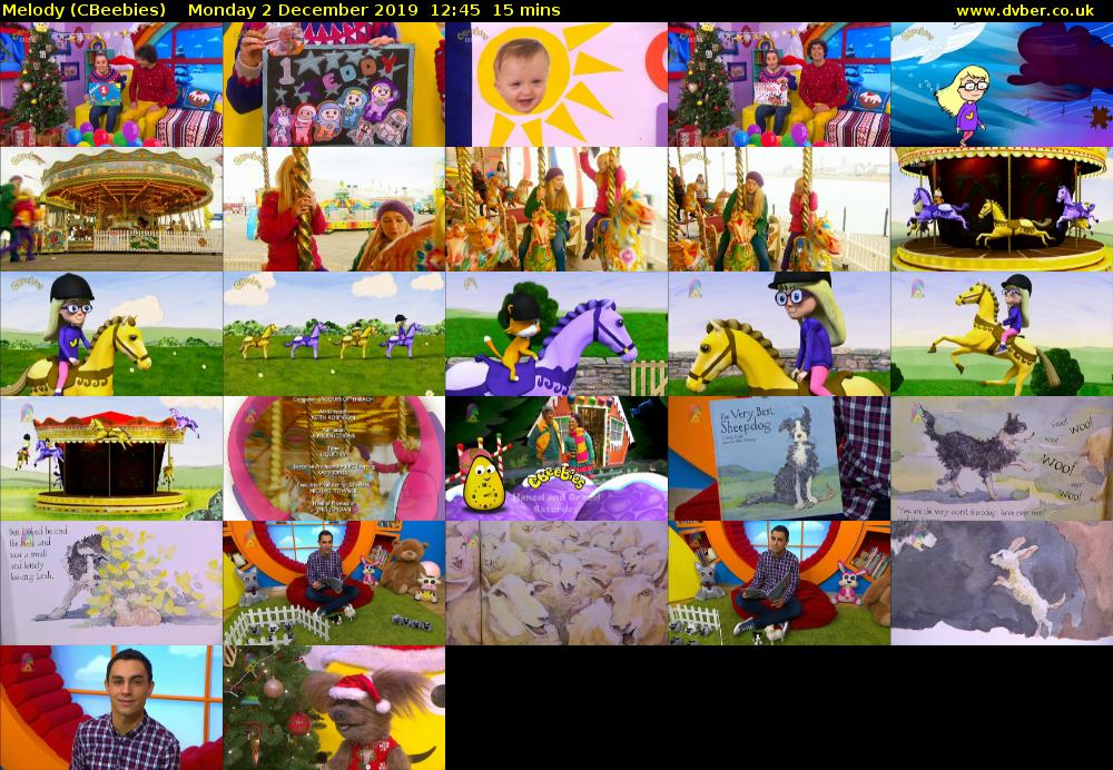 Melody (CBeebies) Monday 2 December 2019 12:45 - 13:00