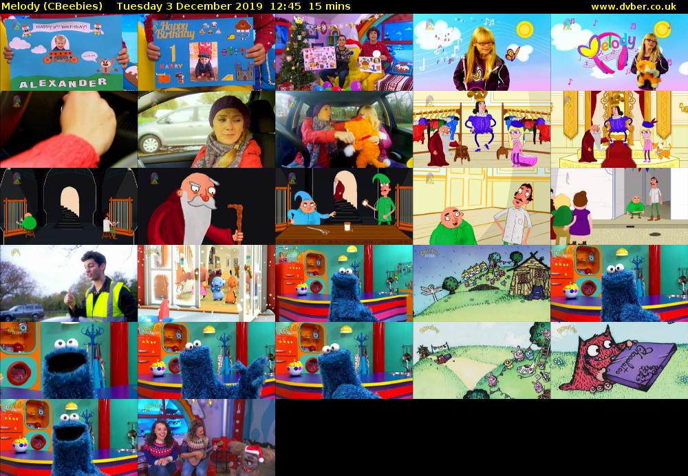 Melody (CBeebies) Tuesday 3 December 2019 12:45 - 13:00