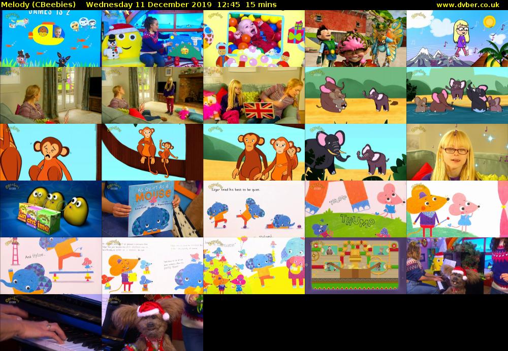 Melody (CBeebies) Wednesday 11 December 2019 12:45 - 13:00