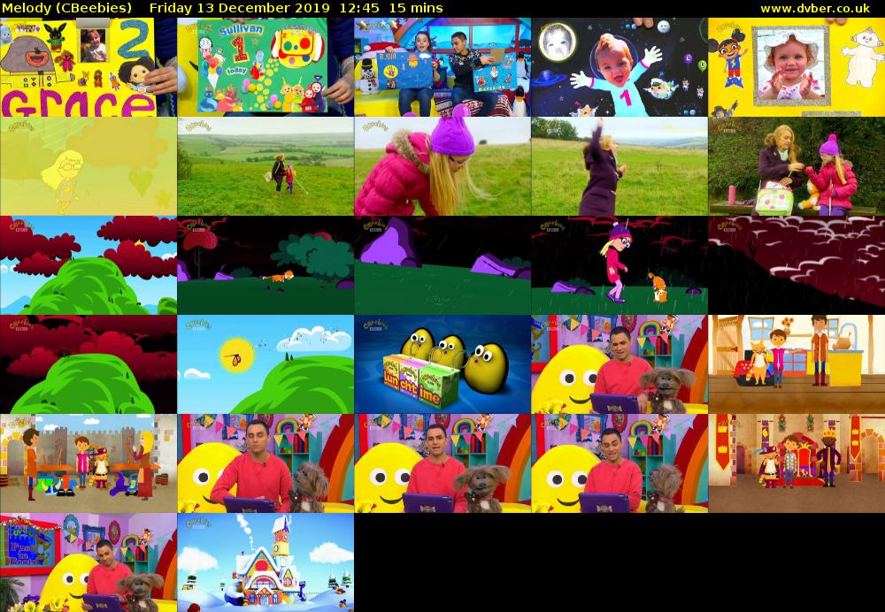 Melody (CBeebies) Friday 13 December 2019 12:45 - 13:00