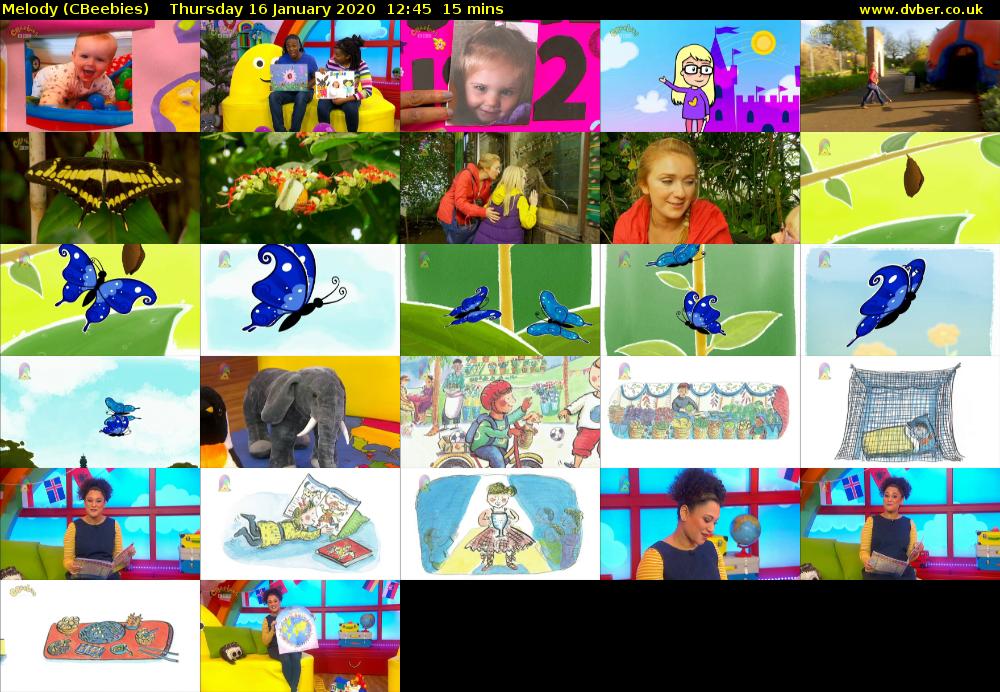 Melody (CBeebies) Thursday 16 January 2020 12:45 - 13:00