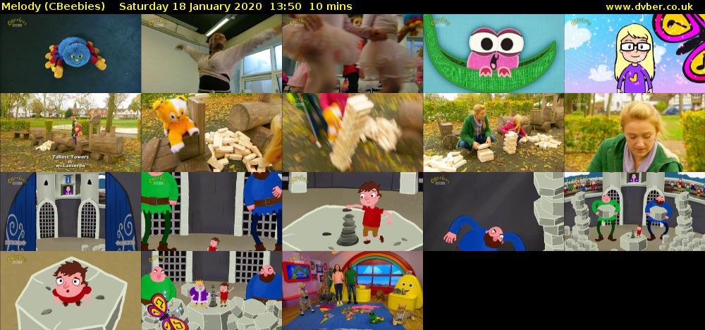 Melody (CBeebies) Saturday 18 January 2020 13:50 - 14:00