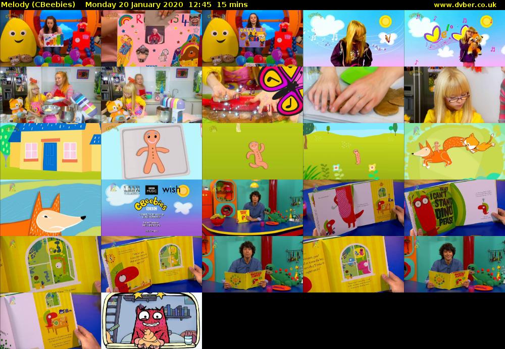 Melody (CBeebies) Monday 20 January 2020 12:45 - 13:00