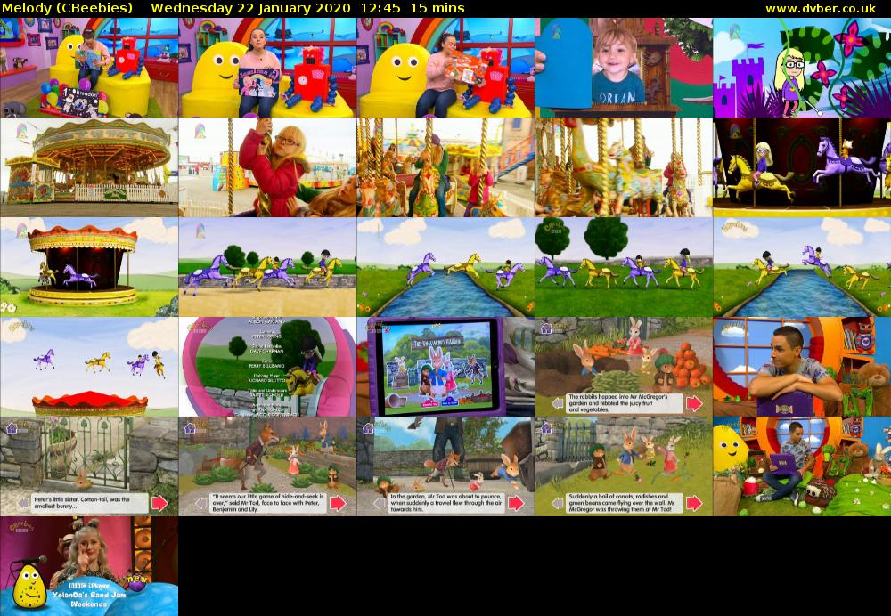 Melody (CBeebies) Wednesday 22 January 2020 12:45 - 13:00