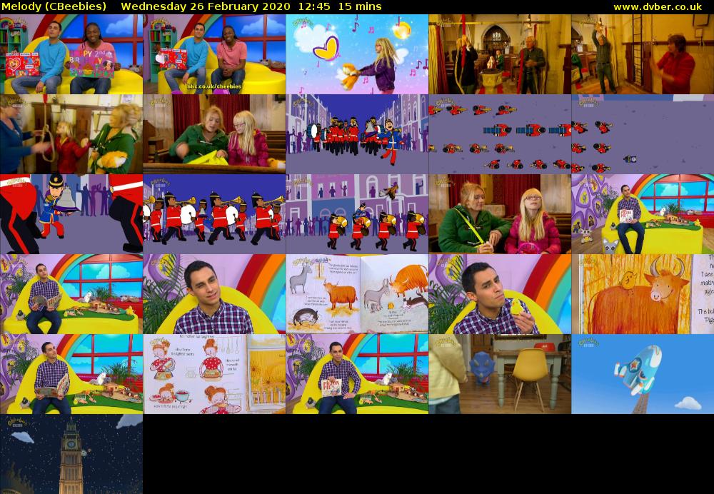 Melody (CBeebies) Wednesday 26 February 2020 12:45 - 13:00