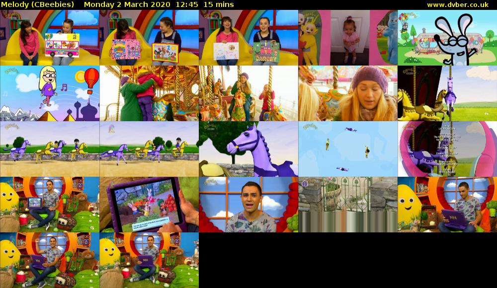 Melody (CBeebies) Monday 2 March 2020 12:45 - 13:00