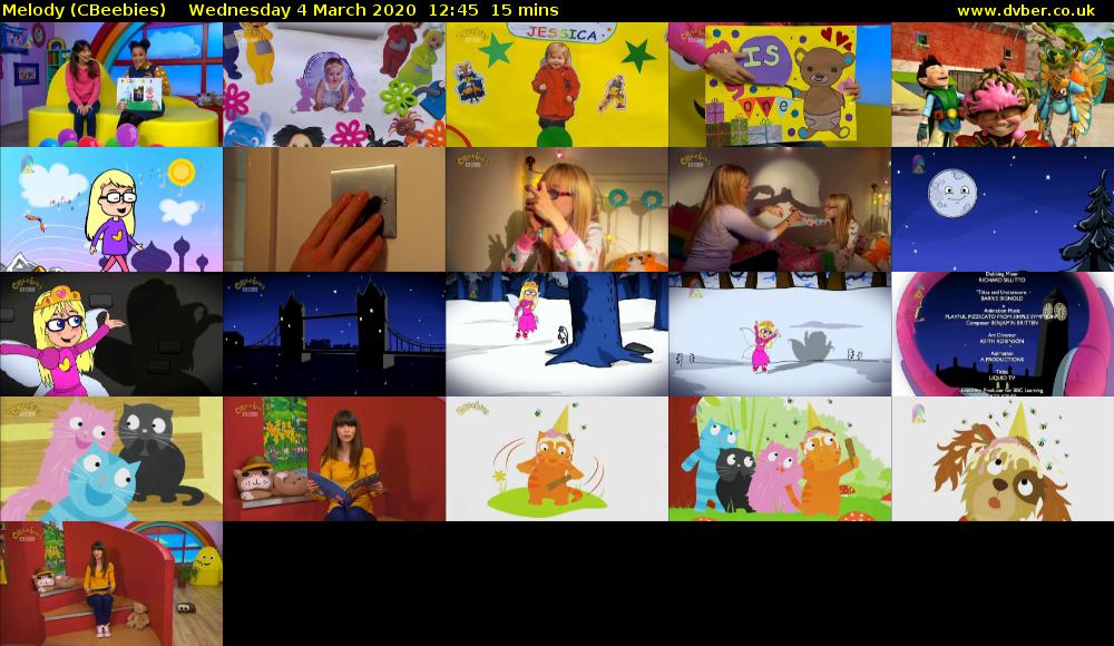 Melody (CBeebies) Wednesday 4 March 2020 12:45 - 13:00