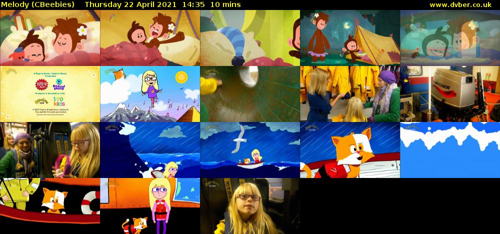 Melody (CBeebies) Thursday 22 April 2021 14:35 - 14:45