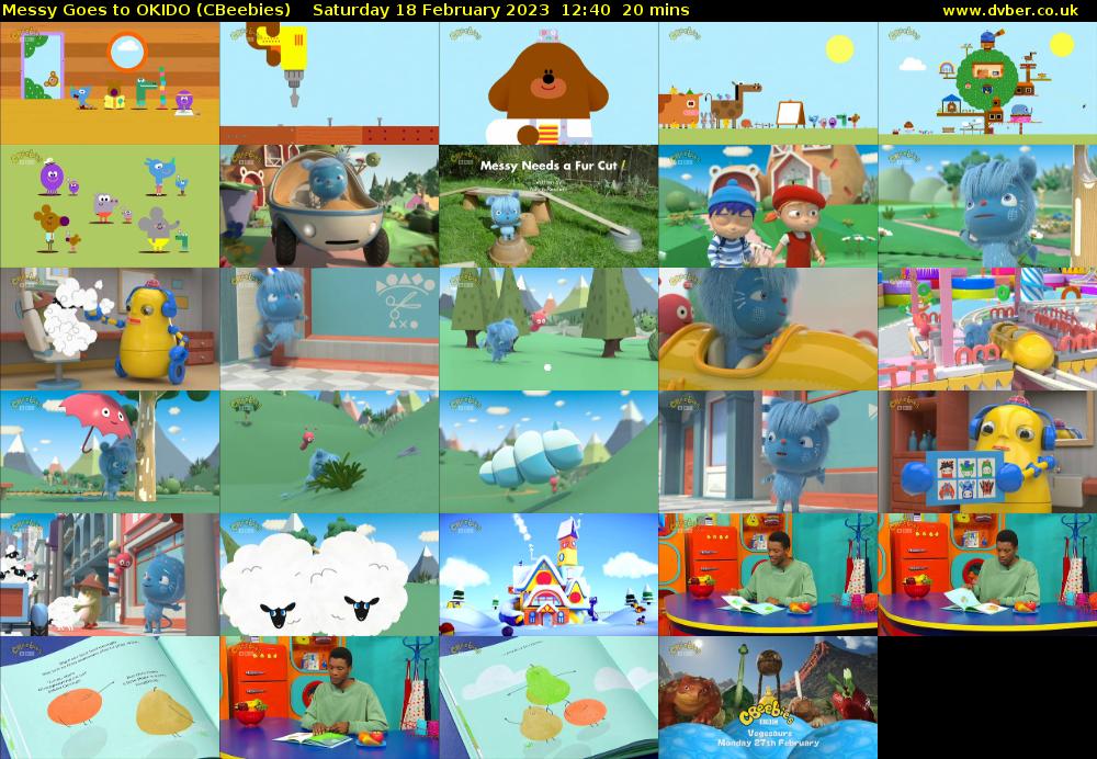 Messy Goes to OKIDO (CBeebies) Saturday 18 February 2023 12:40 - 13:00
