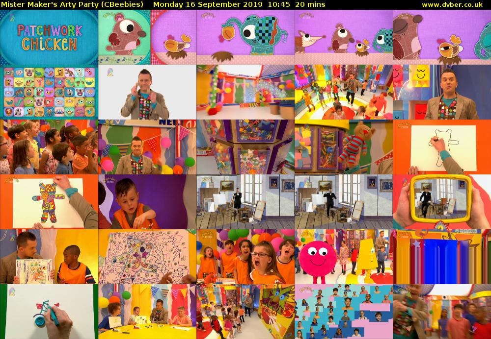 Mister Maker's Arty Party (CBeebies) Monday 16 September 2019 10:45 - 11:05