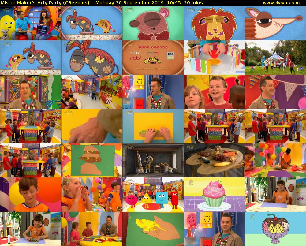 Mister Maker's Arty Party (CBeebies) Monday 30 September 2019 10:45 - 11:05