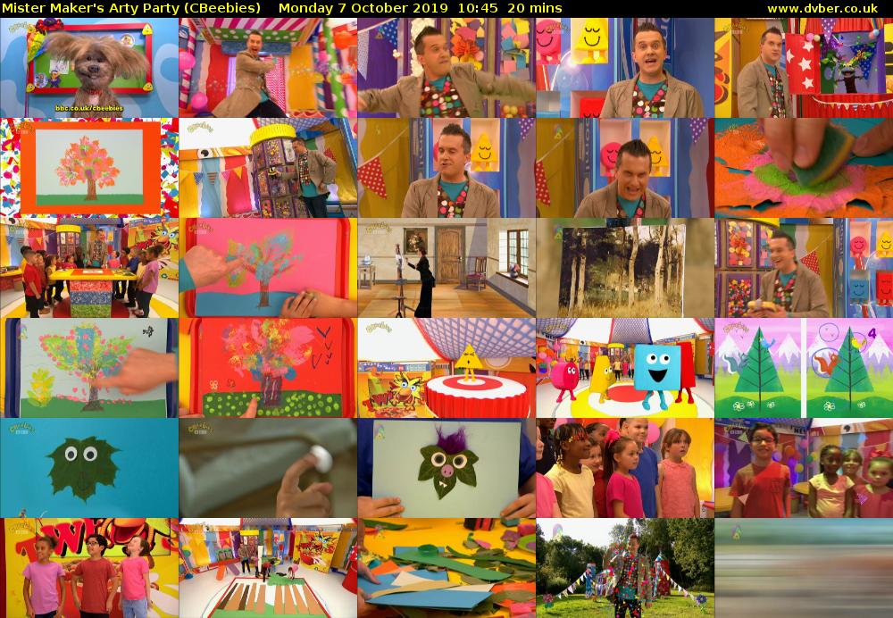 Mister Maker's Arty Party (CBeebies) Monday 7 October 2019 10:45 - 11:05