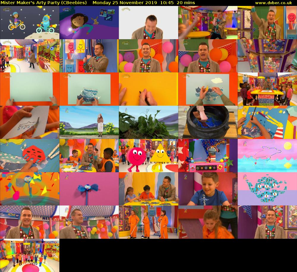 Mister Maker's Arty Party (CBeebies) Monday 25 November 2019 10:45 - 11:05